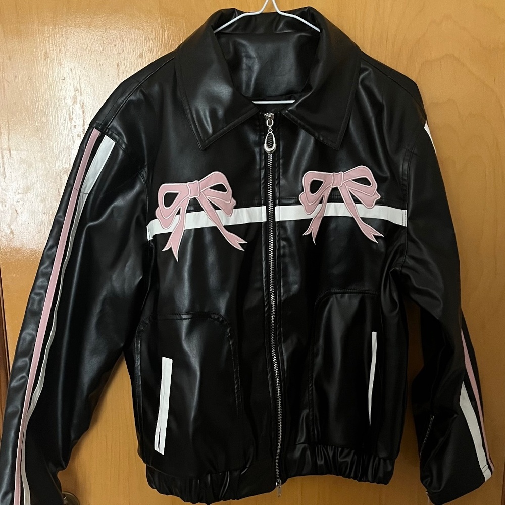 Vintage Coquette Pink Leather Jacket